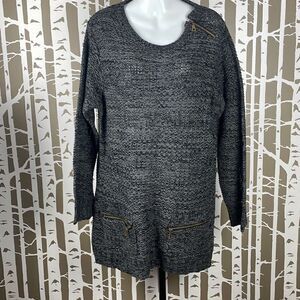 Effeci Woman Plus Size Longline Sweater 3X Charcoal Black